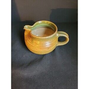 Vintage Hamdmade Signed Creamer Brown/Tan/Brown Colored Pottery
